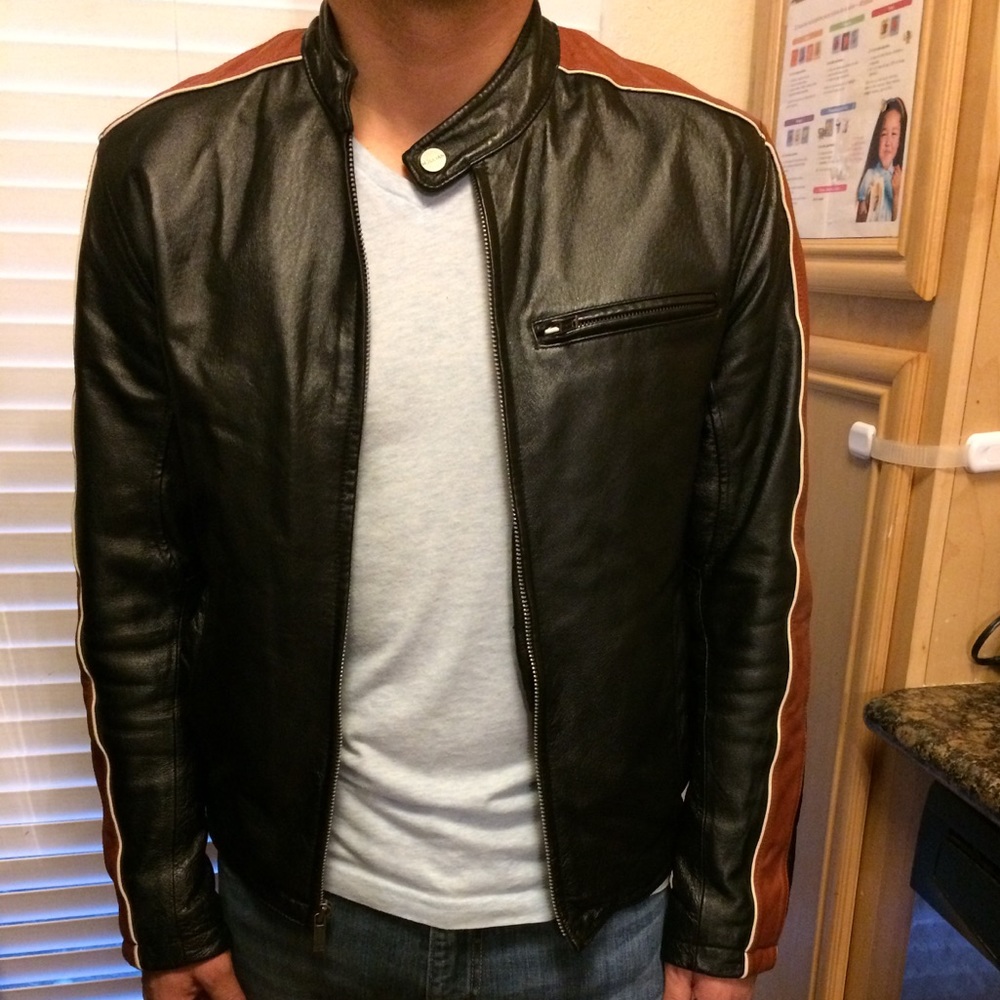Men Size S Black/Brown Genuine Leather